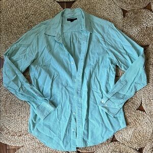 Green Striped Button-Up Shirt